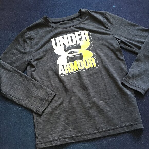 Under Armour Logo Black Heather Long Sleeve T-shirt 5T - Picture 1 of 2